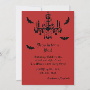 Damask with Bats Halloween Invitation