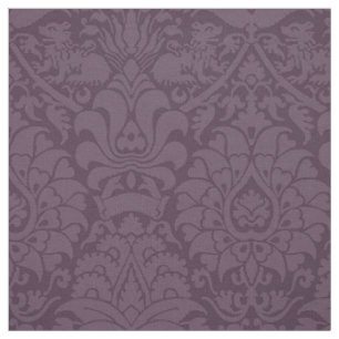 Damask with Lions, Aubergine Fabric