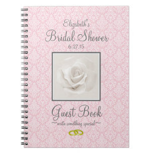 Damask with Rose Shower Guest Book Customise