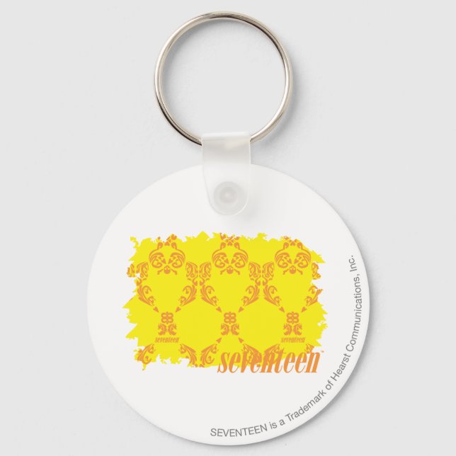Damask Yellow-Orange 2 Key Ring (Front)