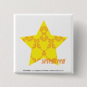 Damask Yellow-Orange 3 15 Cm Square Badge