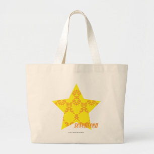 Damask Yellow-Orange 3 Large Tote Bag