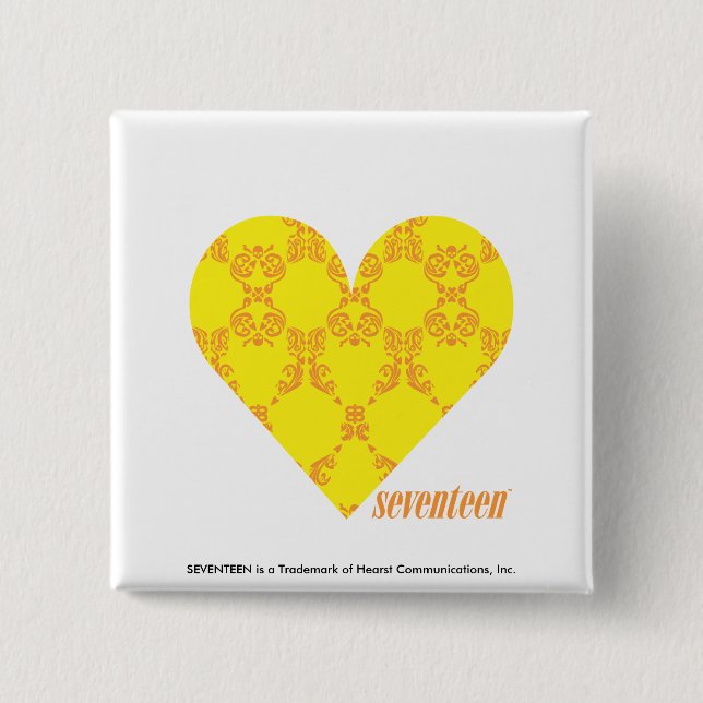 Damask Yellow-Orange 4 15 Cm Square Badge (Front)