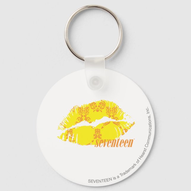 Damask Yellow-Orange Key Ring (Front)