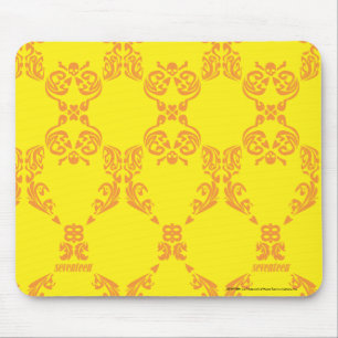 Damask Yellow-Orange Mouse Pad