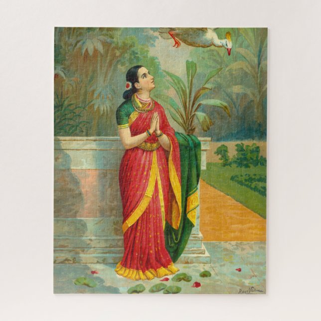 Damayanti and the Swan by Raja Ravi Varma Jigsaw Puzzle (Vertical)