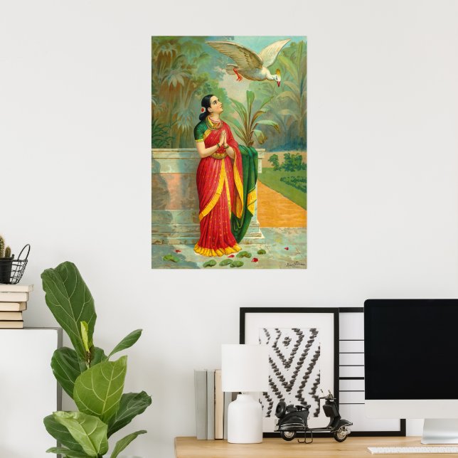 Damayanti and the Swan by Raja Ravi Varma Poster (Home Office)