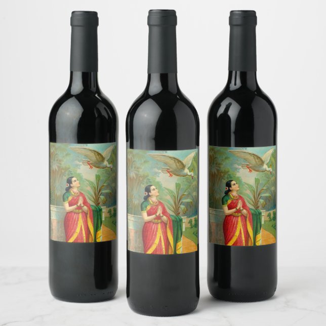 Damayanti and the Swan by Raja Ravi Varma Wine Label (Bottles)