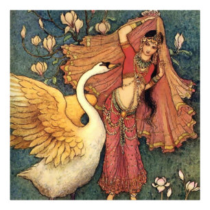 “Damayanti and the Swan” by Warwick Goble Photo Print