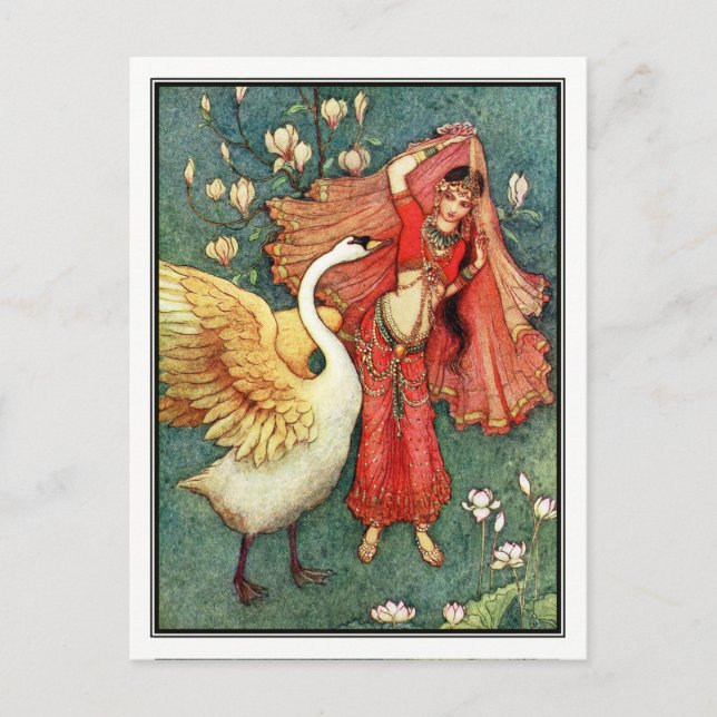 Damayanti and the Swan by Warwick Goble Postcard (Front)