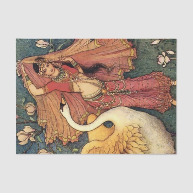 “Damayanti and the Swan” by Warwick Goble Tissue Paper (Front)