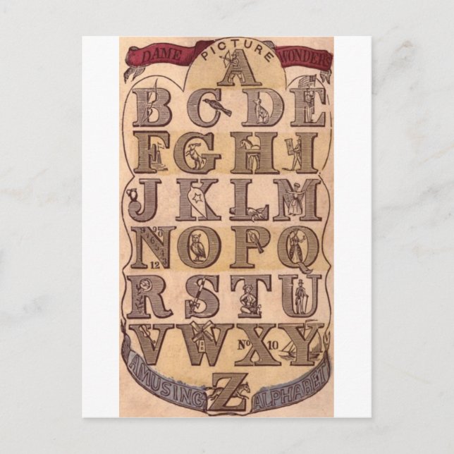 Dame Wonder's Amusing Alphabet Postcard (Front)