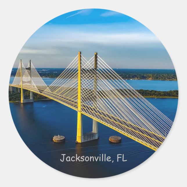 Dames Point Bridge, Jacksonville Classic Round Sticker (Front)