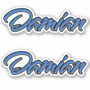 Damian name blue sticker embroiderset