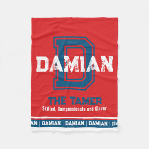 Damian name meaning sports monogram red blue fleece blanket