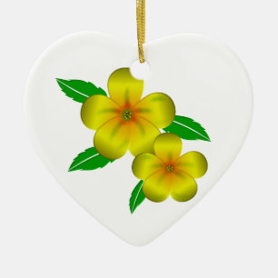 Damiana yellow flowers ceramic tree decoration