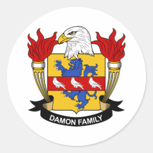 Damon Family Crest Classic Round Sticker