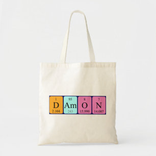 Damon periodic table name tote bag