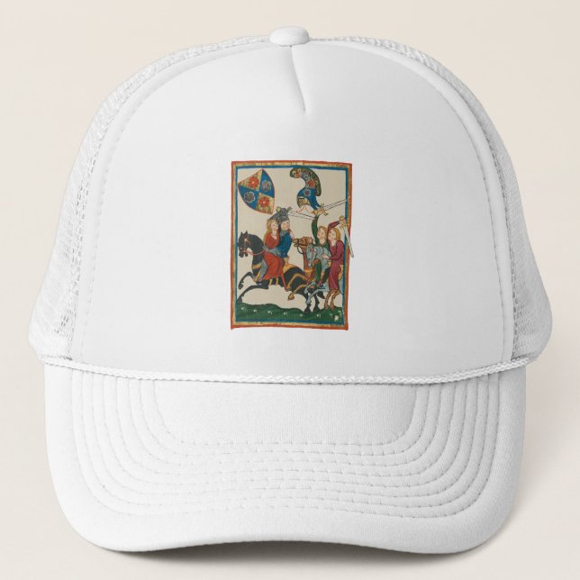 Damsel In Distress, 14th Century Mediaeval Art Trucker Hat (Front)