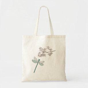Damselfly and Flowers Tote Bag