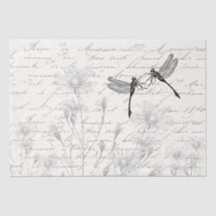 Damselfly Dancers French Script Meadow Decoupage  Tissue Paper