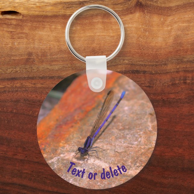 Damselfly Dragonfly Nature Personalized Key Ring (Front)