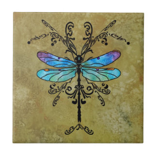 Damselfly Nouveau Ceramic Tile