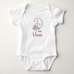 Dana Name Baby Outfit Letter D Romper Floral Girl Bodysuit