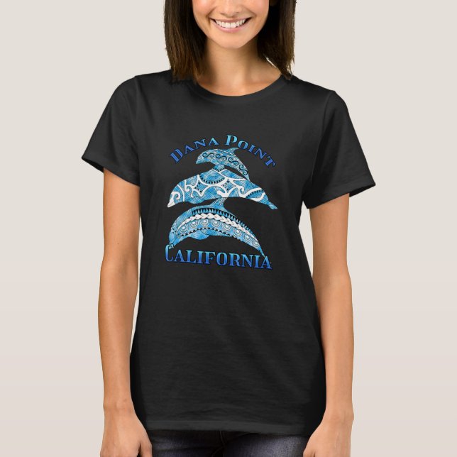 Dana Point California Vacation Tribal Dolphins T-Shirt (Front)
