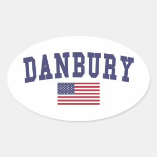 Danbury US Flag Oval Sticker