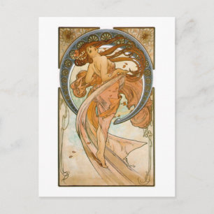 Dance (1898), Alphonse Mucha Fine Art Nouveau Postcard
