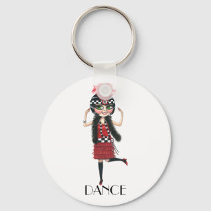 Dance 1920s Costume Big Eye Flapper Girl Key Ring