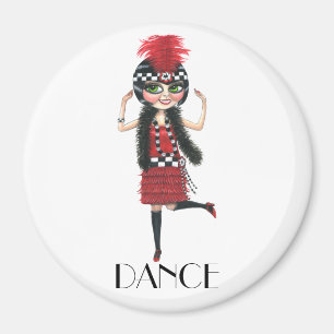 Dance 1920s Costume Big Eye Flapper Girl Magnet