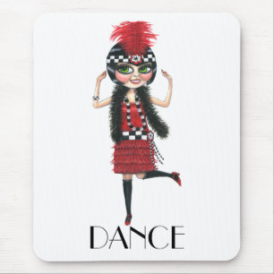 Dance 1920s Costume Big Eye Flapper Girl Mouse Pad
