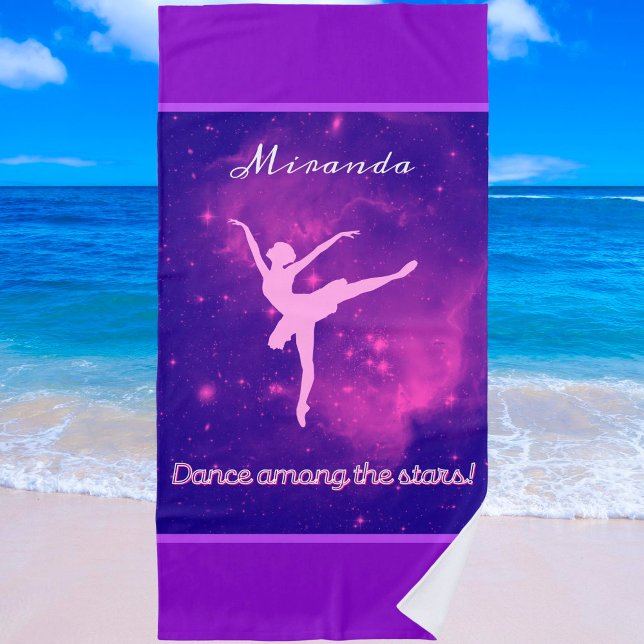 Dance Among The Stars Ballerina Galaxy  Beach Towel (Creator Uploaded)