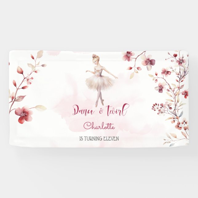 Dance and twirl ballerina birthday banner (Horizontal)