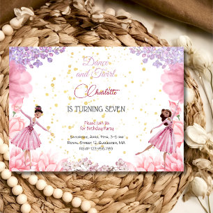 Dance and twirl ballerina birthday invitation