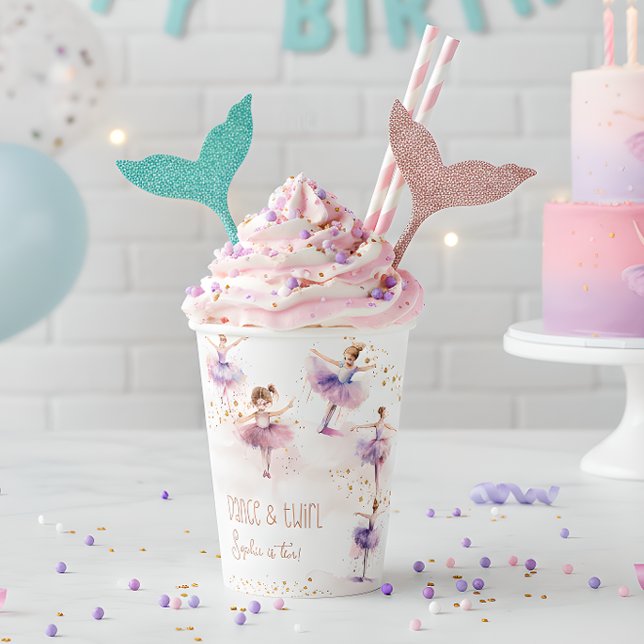Dance and twirl ballerina birthday paper cups (Creator Uploaded)