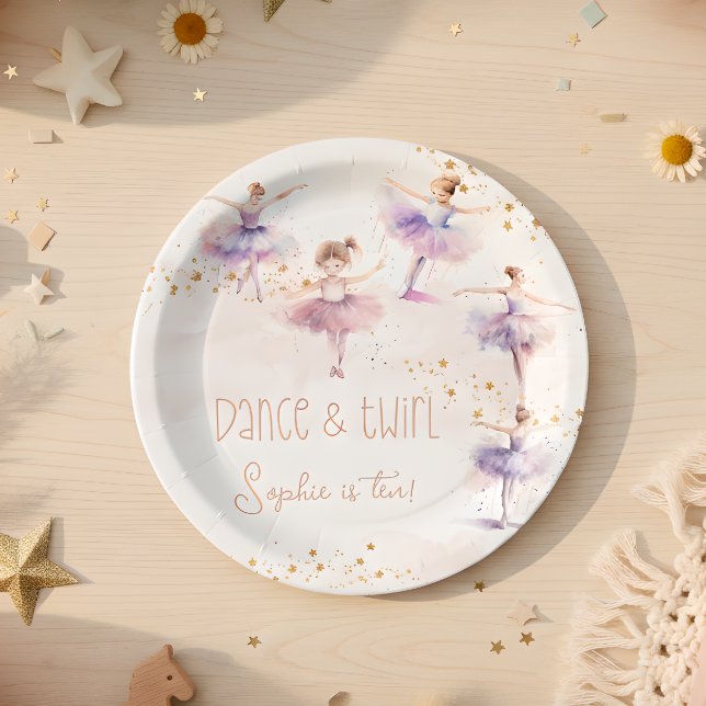 Dance and twirl ballerina birthday paper plate (Creator Uploaded)