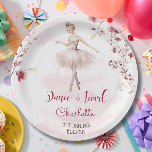 Dance and twirl ballerina birthday paper plate