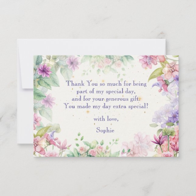 dance and twirl ballerina birthday thank you card (Front)