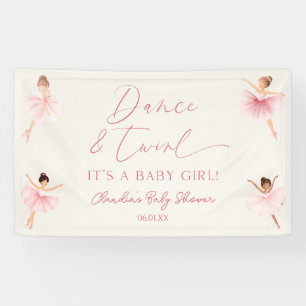 Dance and Twirl Ballerina Pink Ballet Baby Shower Banner
