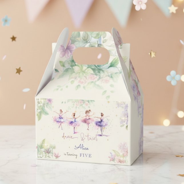 Dance and twirl ballerina watercolor birthday favour box (Creator Uploaded)