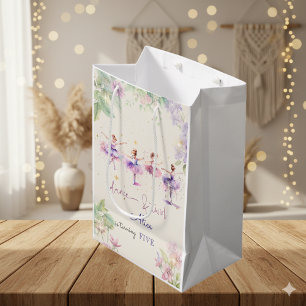 Dance and twirl ballerina watercolor birthday medium gift bag