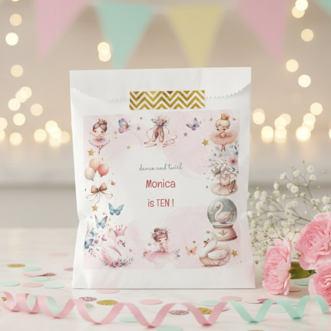 Dance and twirl cute ballerina ballet kid birthday favour bag (Creator Uploaded)