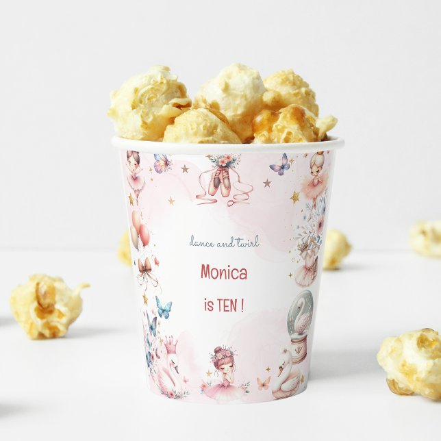 Dance and twirl cute ballerina ballet kid birthday paper cups (Creator Uploaded)