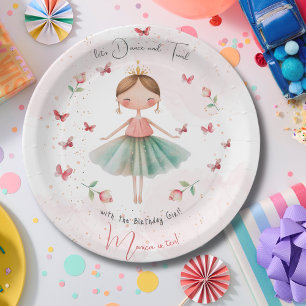Dance and twirl cute ballerina ballet kid birthday paper plate