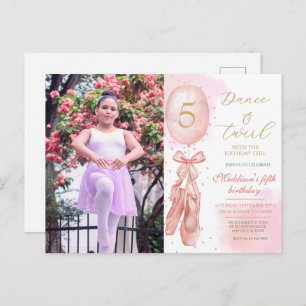 Dance and Twirl Pink girl Custom Photo Birthday Postcard