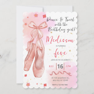 Dance and Twirl Pink girl Editable Ballerina Party Invitation