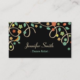 Dance Artist - Elegant Swirl Floral Business Card